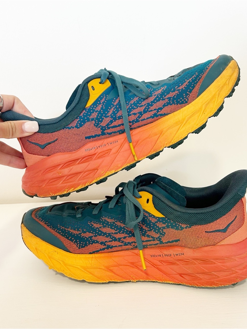 HOKA ONE ONE Speedgoat running shoes blue and coral - Picture 6 of 10